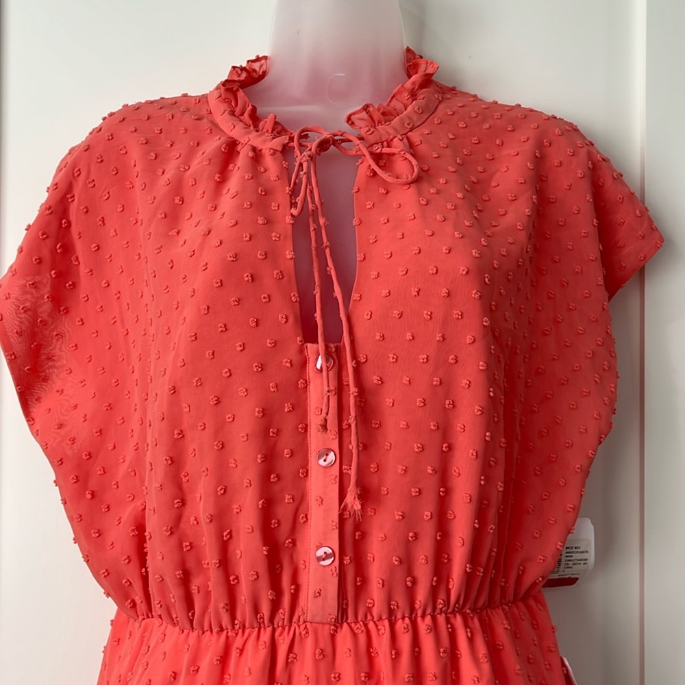 Erin by Erin Fetherston Coral Swiss Dot Fit & Flare Dress – Size 12